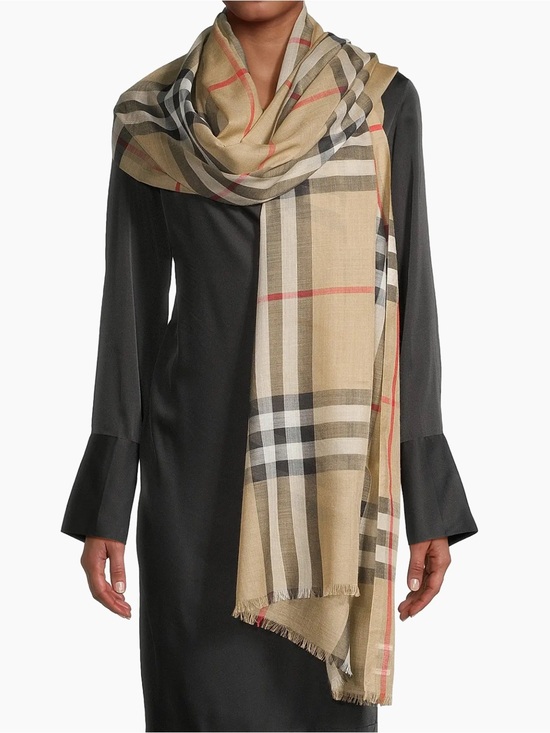 Burberry Accessories - BURBERRY LONDON GIANT CHECK WOOL & SILK SCARF / WRAP / STOLE